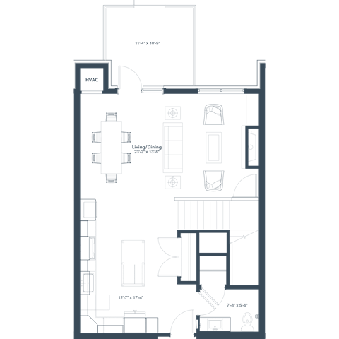 Floor plan for 2 beds, 2.5 baths, 1584 sqft